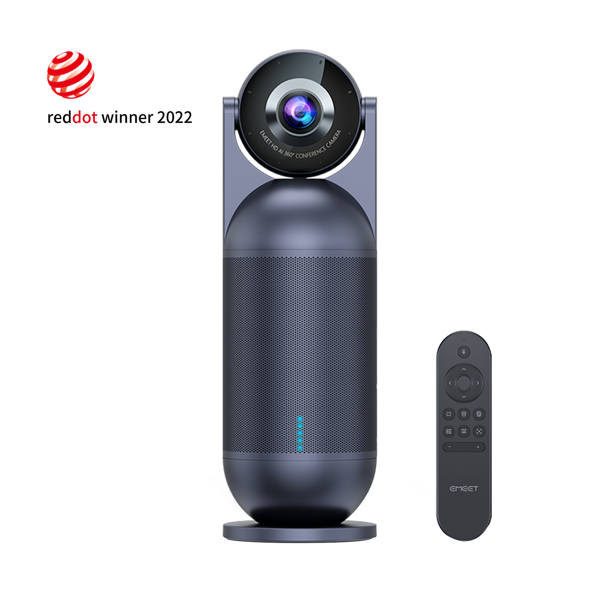 EMEET Meeting Capsule, 4K Captured 1080P Output 360°Video Conference Camera  8 Mics, 5 Video Modes, AI Voice/Face/Figure Tracked Room Webcam w/Remote