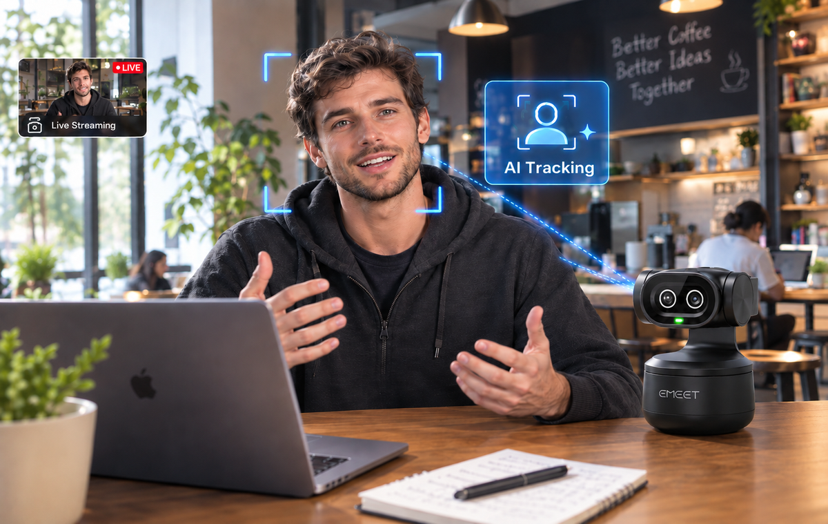 How do 4K dual-camera webcams help individual creators work Without Extra Equipment