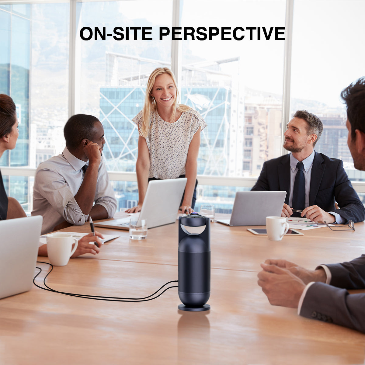 EMEET Meeting Capsule, 4K Captured 1080P Output 360°Video Conference Camera  8 Mics, 5 Video Modes, AI Voice/Face/Figure Tracked Room Webcam w/Remote